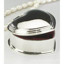 Casamento espelho acabamento polido forma coração pequena caixa de jóias de metal